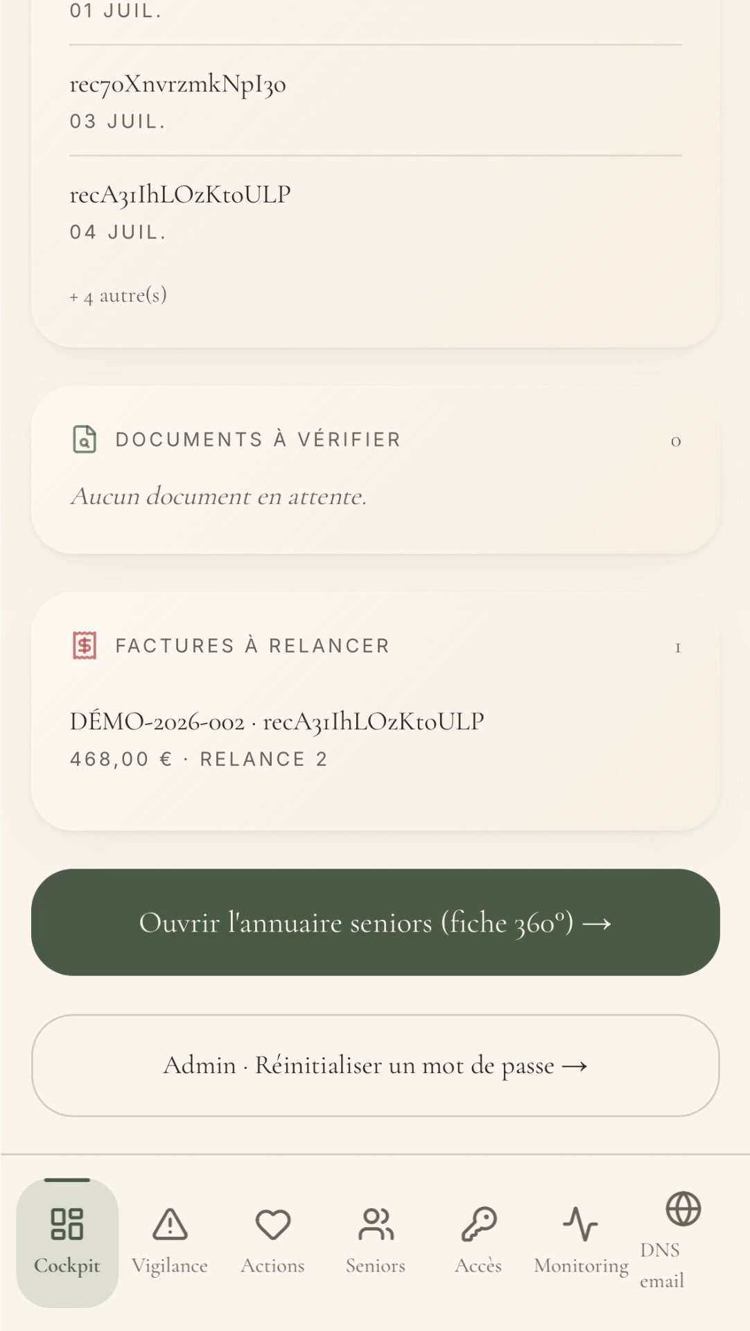 Factures et documents à vérifier
